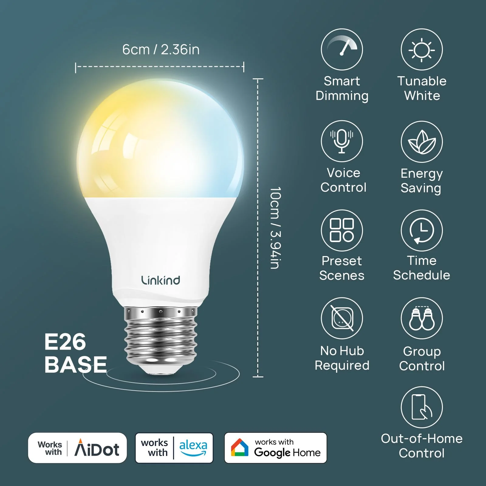 Linkind A19 CCT Smart LED Light Bulbs - Tunable White - Image 7