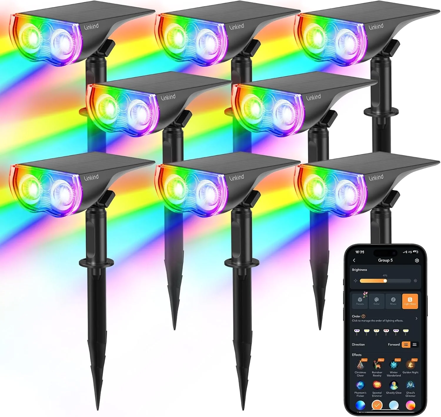 Linkind SL5C Smart Outdoor Solar Spotlight (150lm, App&Voice Control, 16 Million Color, IP67 Waterproof) - Image 12