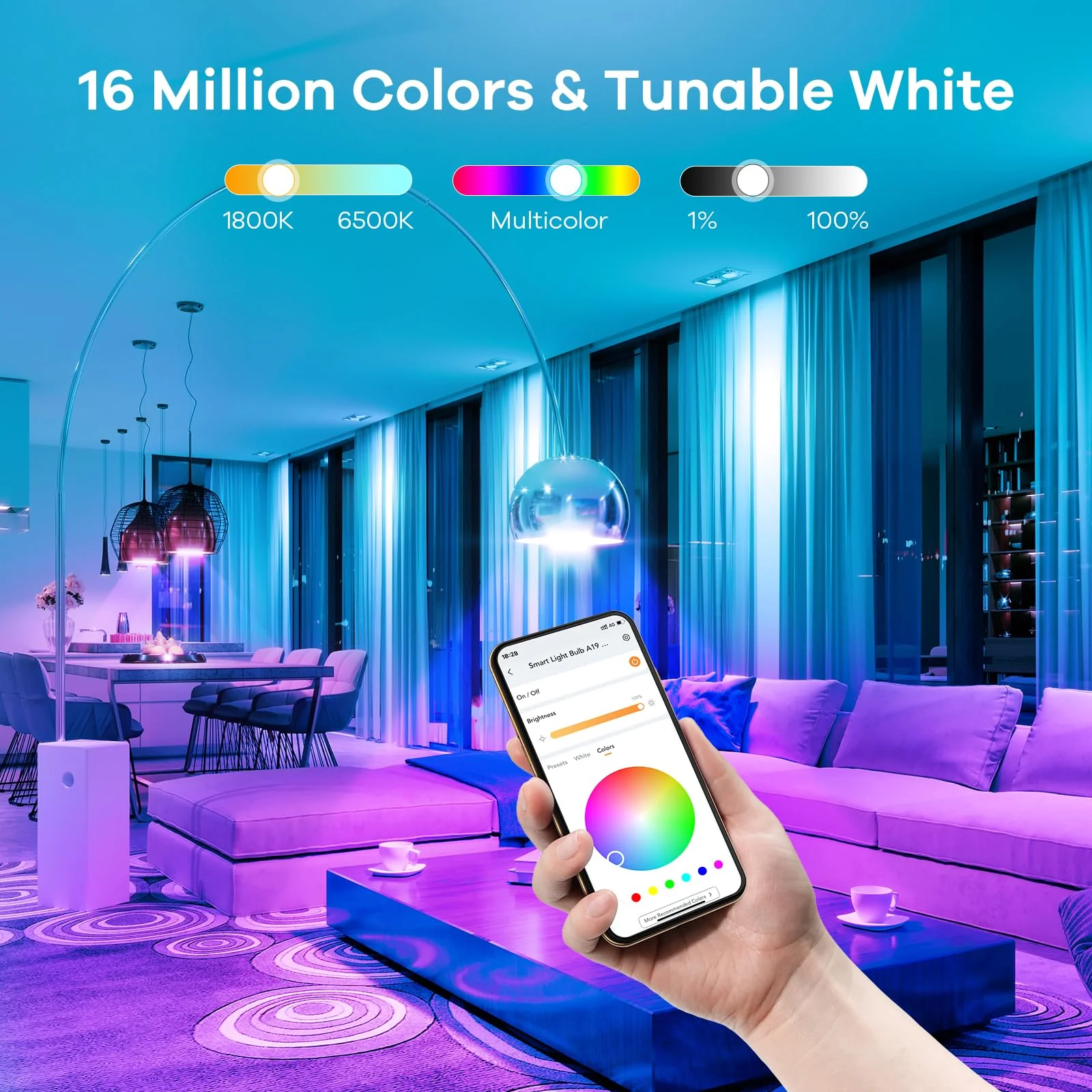 Linkind A19 Wi-Fi RGBTW Smart Light Bulbs - Image 6